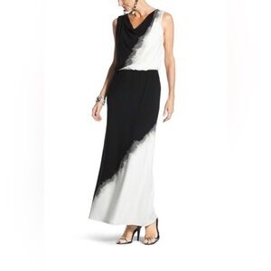 Chico's "Dramatic Color Block Drape Neck Maxi Sz 3 NWT